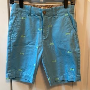 worn 2x crew cuts blue shorts with green Embroidered bonefish